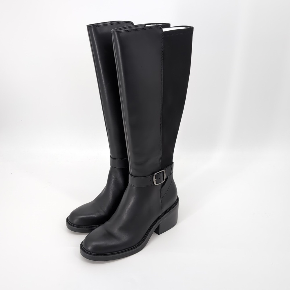 Vince Camuto Vianah2 Leather Suede Wide Calf Shaft Tall Boots Black Women's 9M - Picture 2 of 8